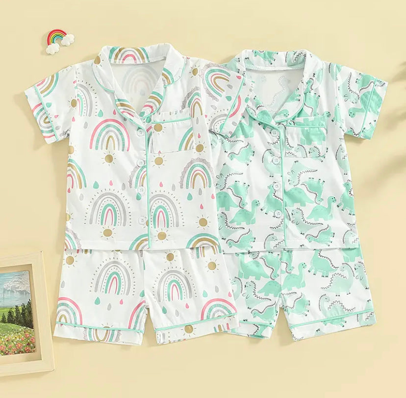 Short Pyjamas - Rainbow/dinosaur