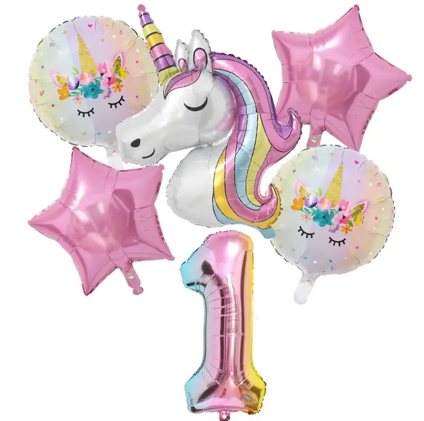6 piece unicorn balloon set