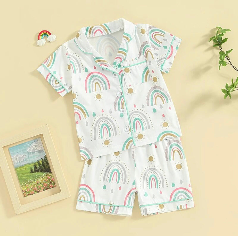 Short Pyjamas - Rainbow/dinosaur