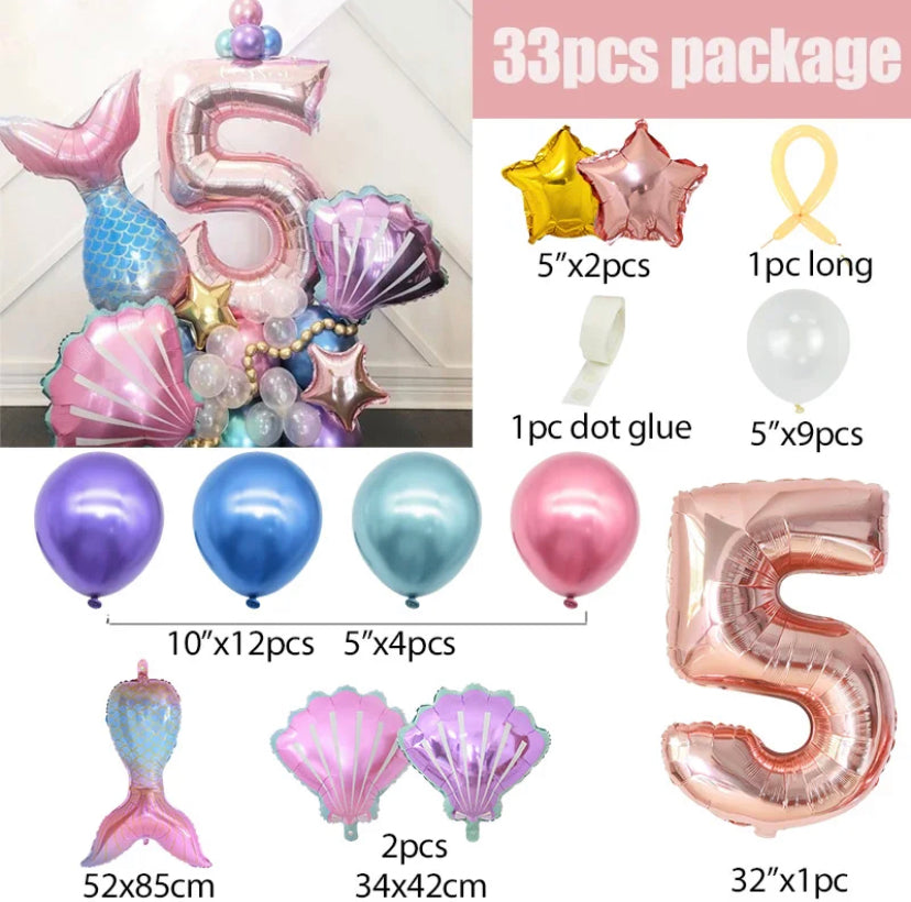 33 piece mermaid balloon set