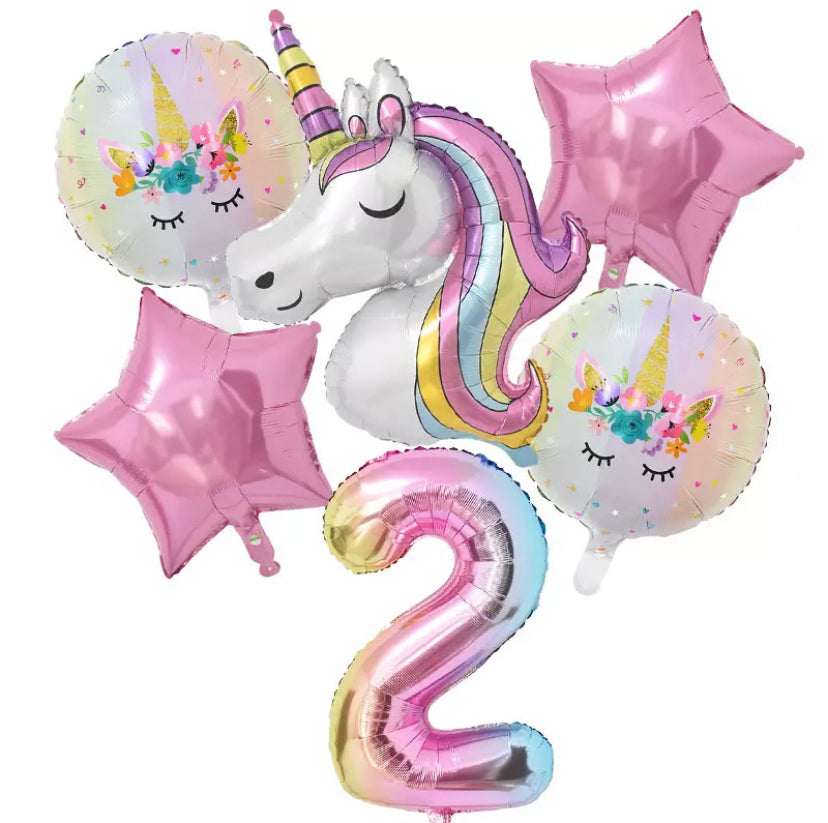 6 piece unicorn balloon set