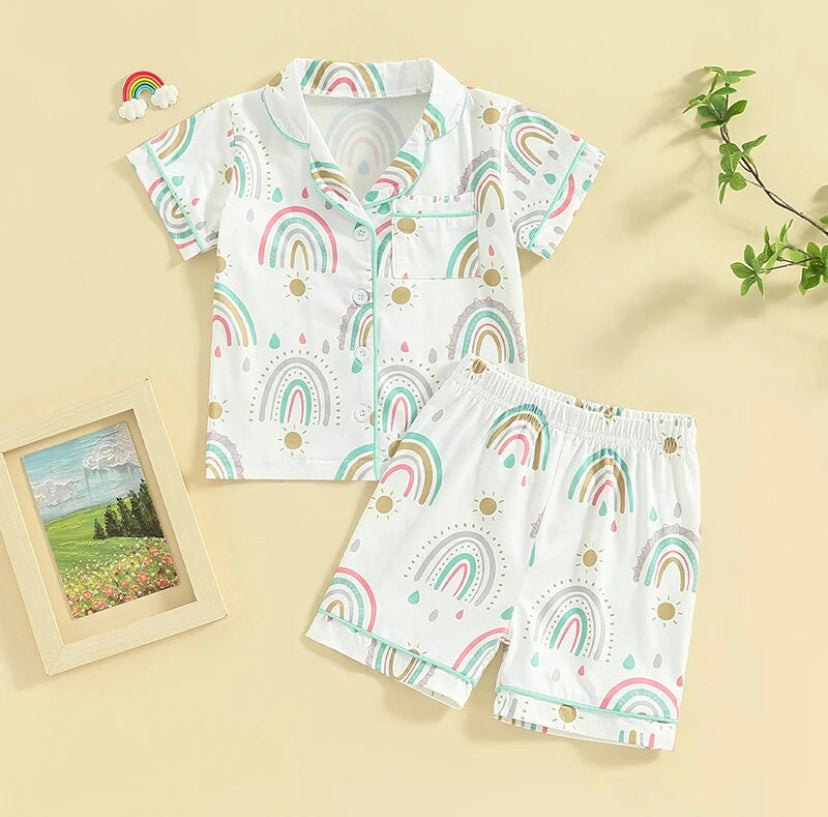 Short Pyjamas - Rainbow/dinosaur