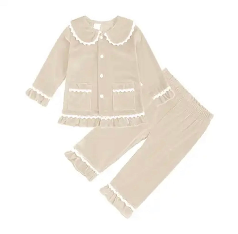Cream Velvet Pyjamas (Kidstales)