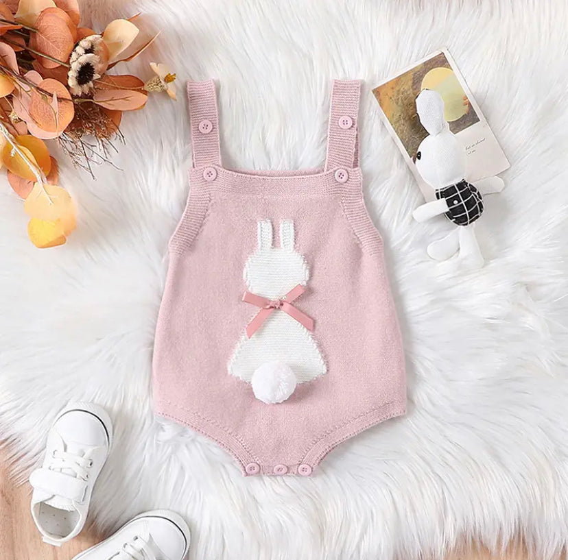 Pink Rabbit Knit Romper