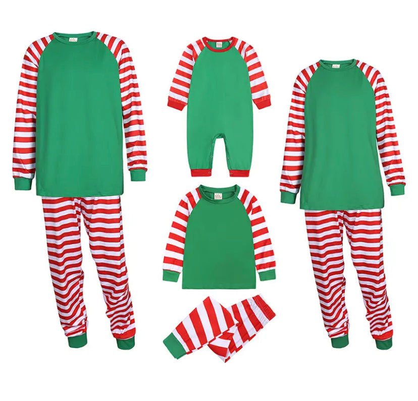 Green & Red Stripe Family Christmas Pyjamas