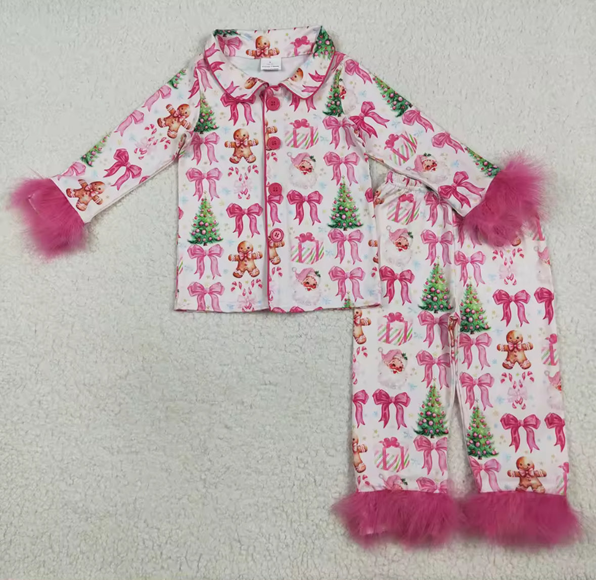 Fluffy Pink Bow PJS