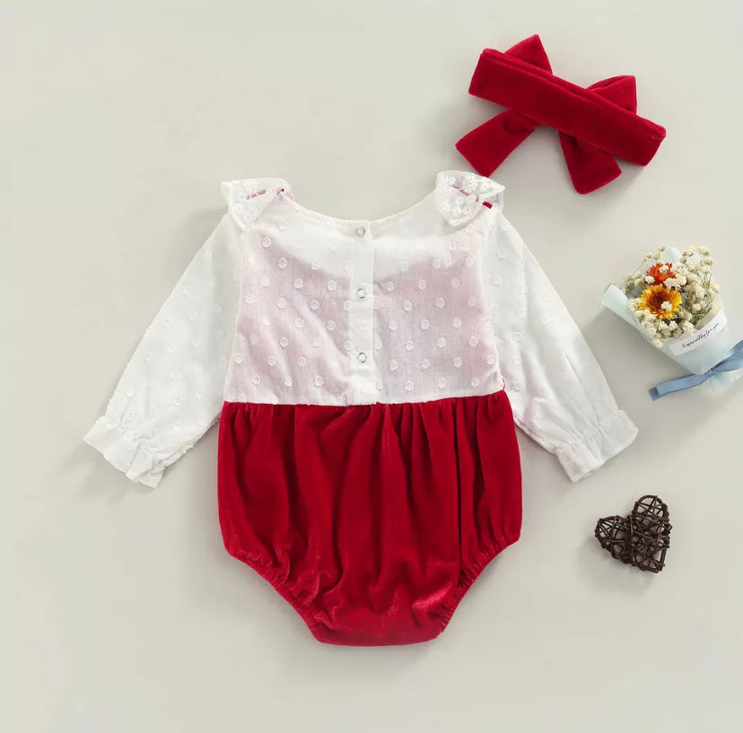 Velvet Lace Romper & Headband
