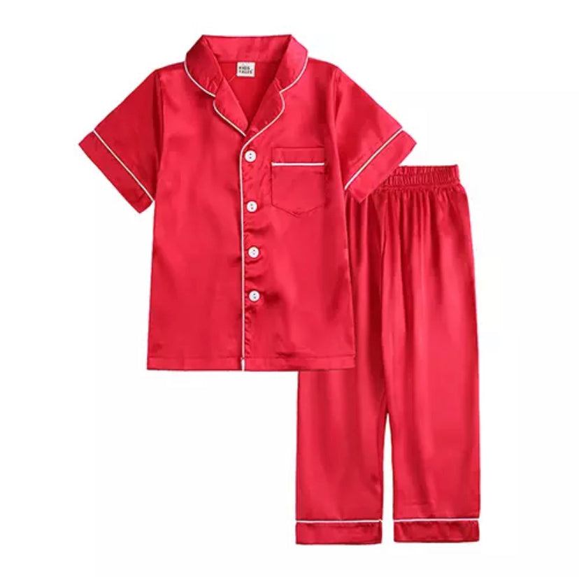 Satin Pjs - Short Top/Long Leg