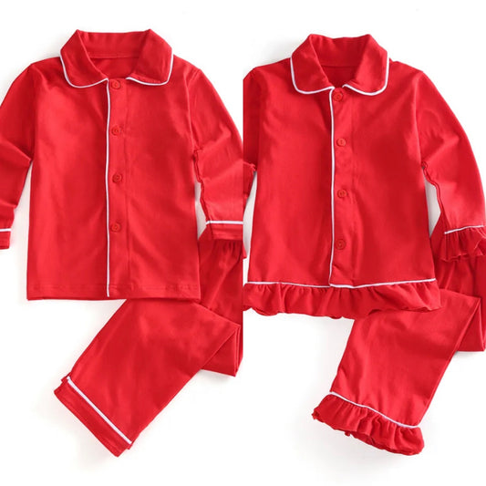 Family Red Cotton Christmas Pyjamas