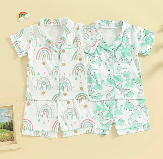 Short Pyjamas - Rainbow/dinosaur