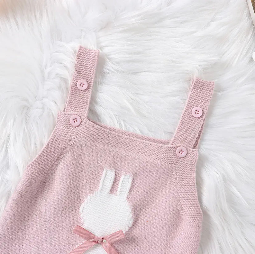 Pink Rabbit Knit Romper