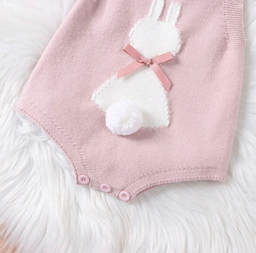 Pink Rabbit Knit Romper