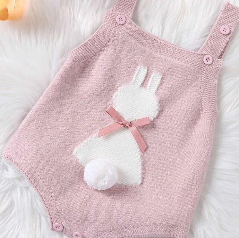 Pink Rabbit Knit Romper