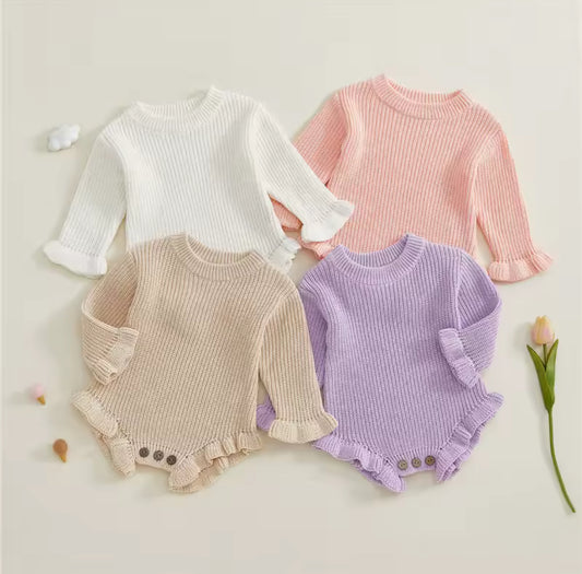 Knit Ruffle leg romper