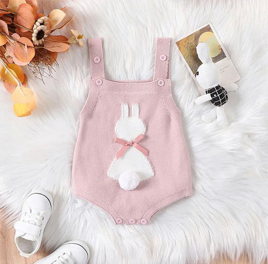Pink Rabbit Knit Romper