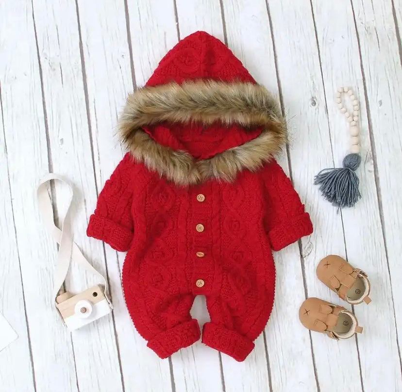 Faux Fur Hood Pramsuit