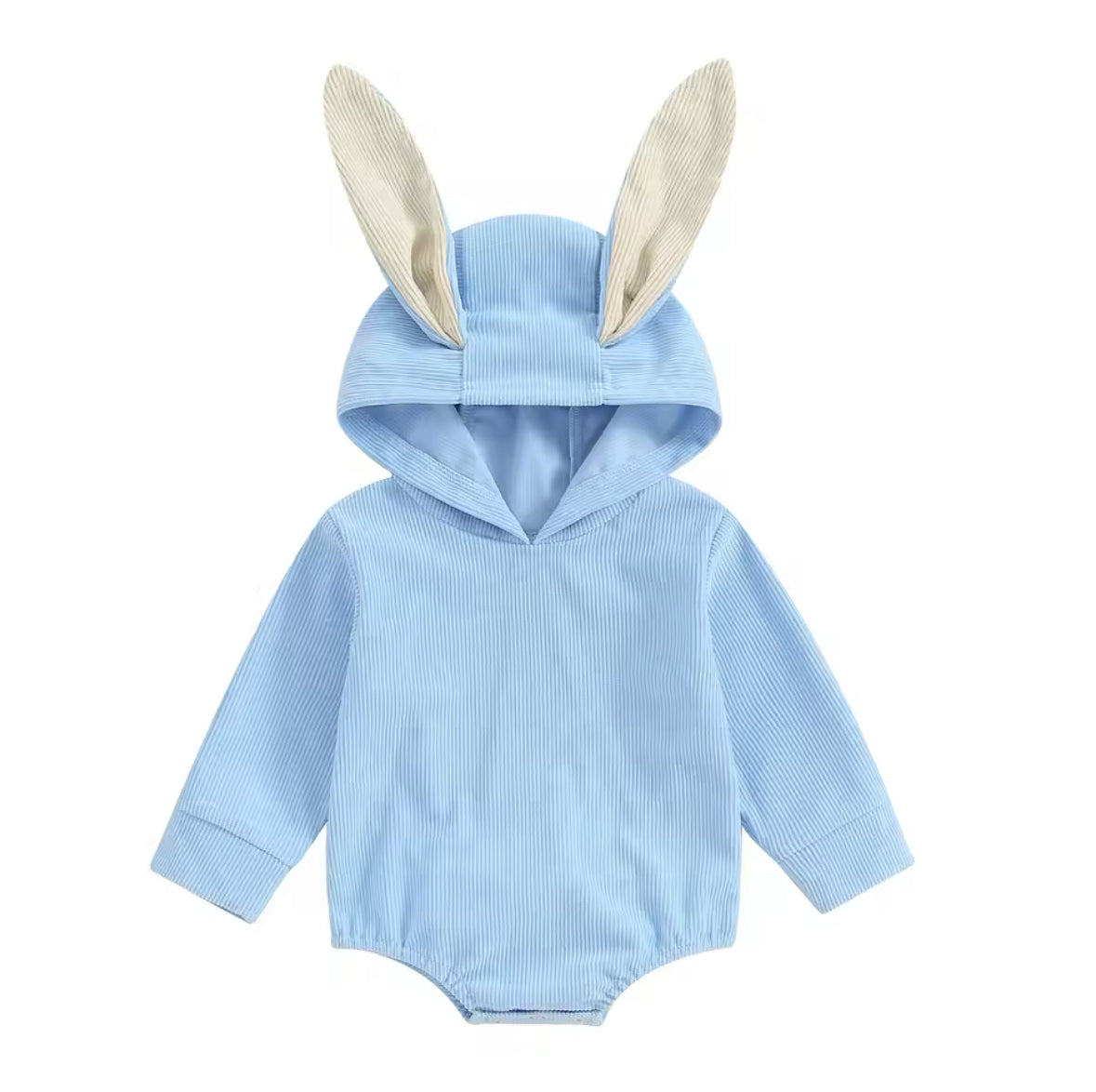 Ribbed bunny romper with hood