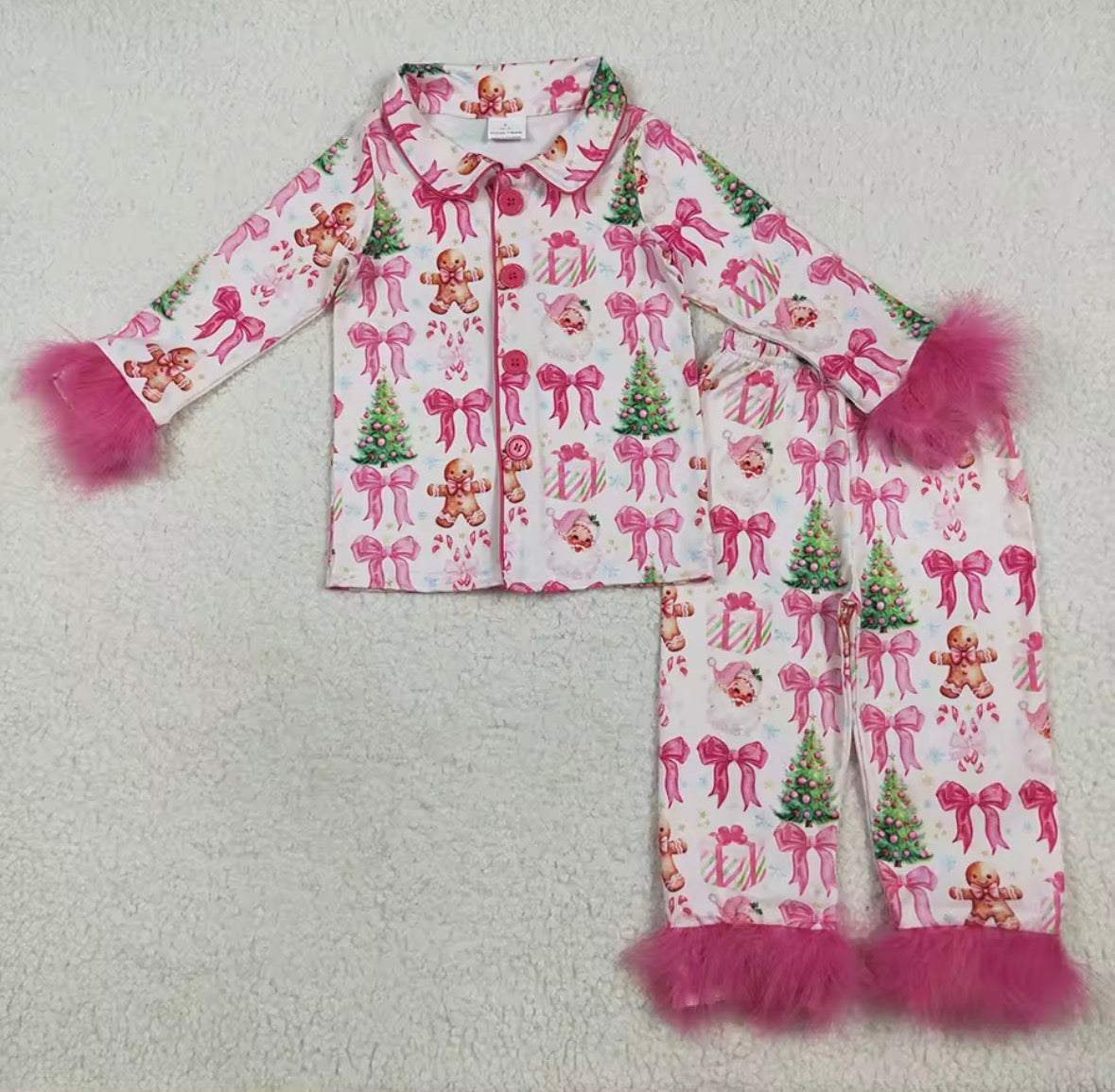 Pink Christmas Bow Pyjamas Adult + Child