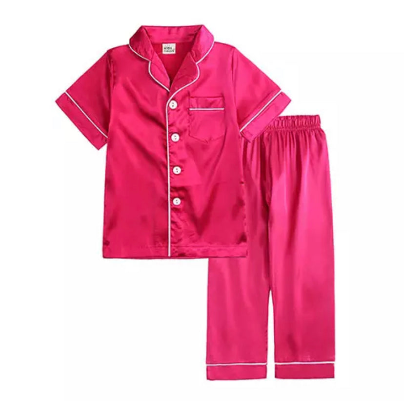 Satin Pjs - Short Top/Long Leg