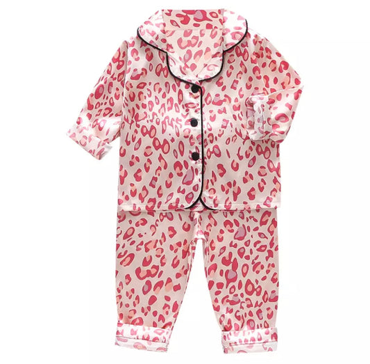 Pink Leopard Satin pyjamas